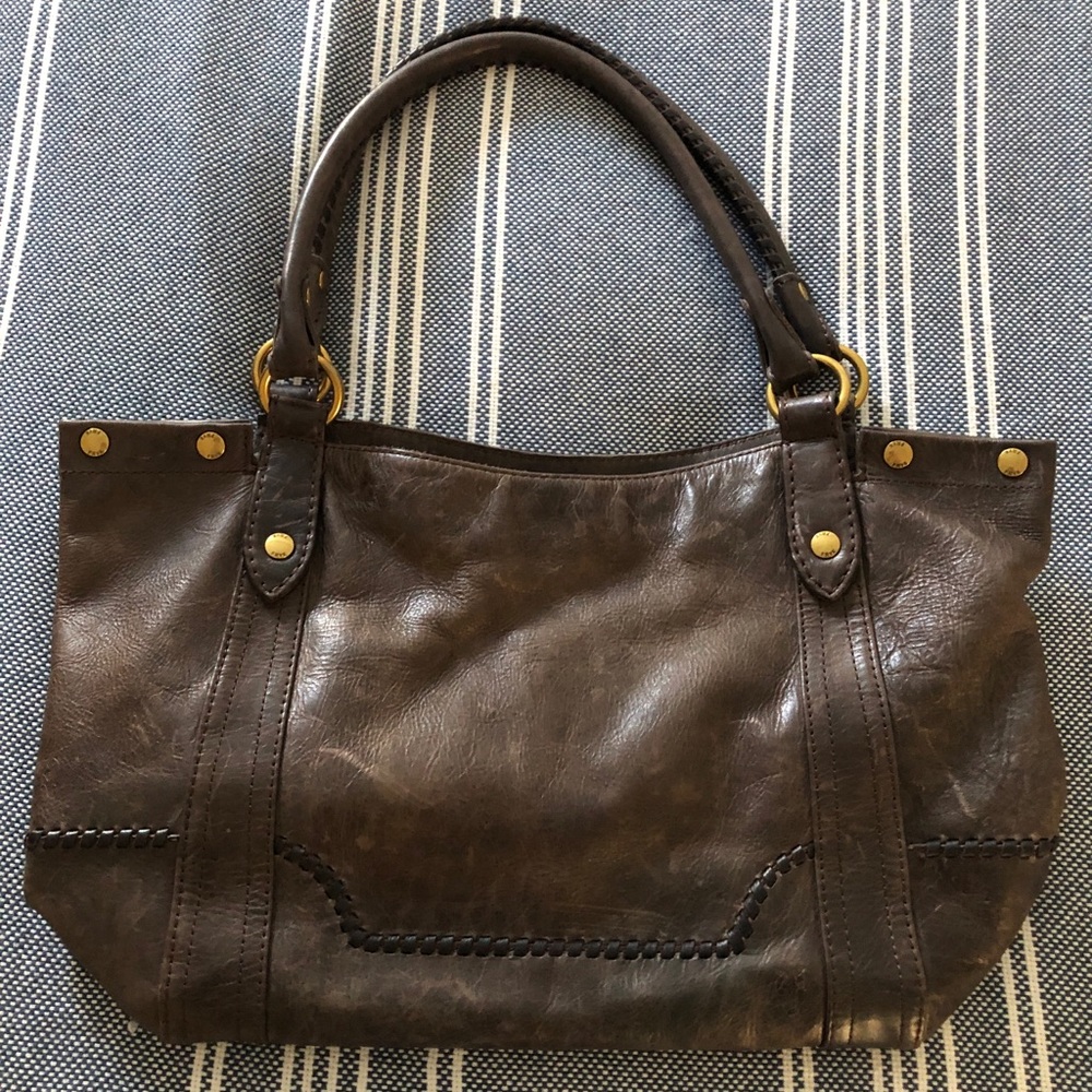 Brown leather Frye handbag